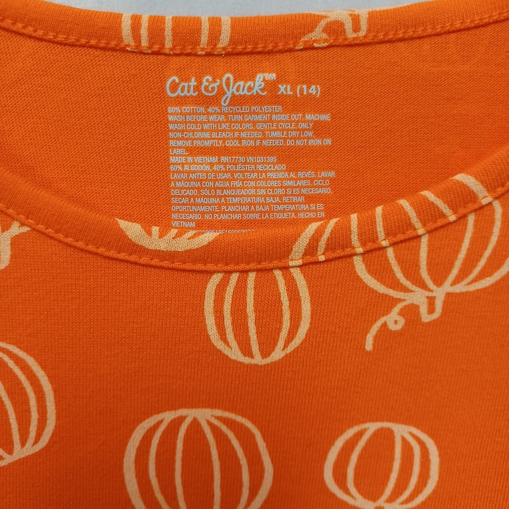 Cat and Jack Pumpkin Dress Size Xl 14 Long Sleeve With Pockets - Picture 2 of 5